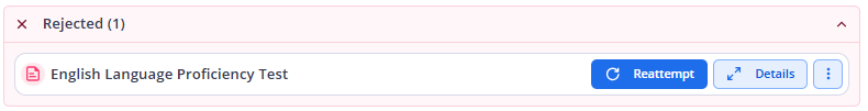 A screenshot of the ApplyBoard interface showing a rejected requirement for an 