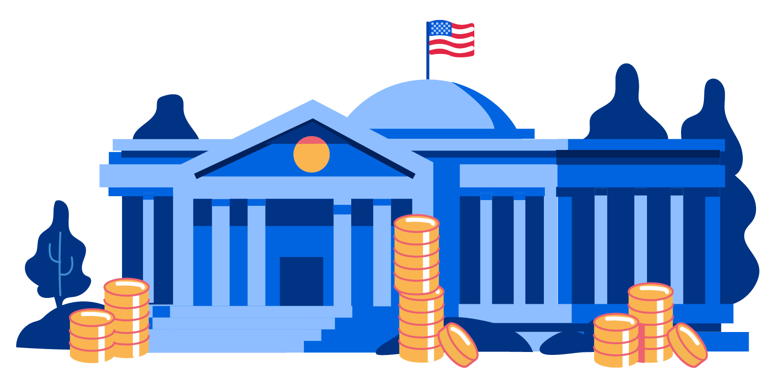 Image of a government building with an American flag on top of it