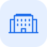 Line art icon of a classic school or university building with a pitched roof.